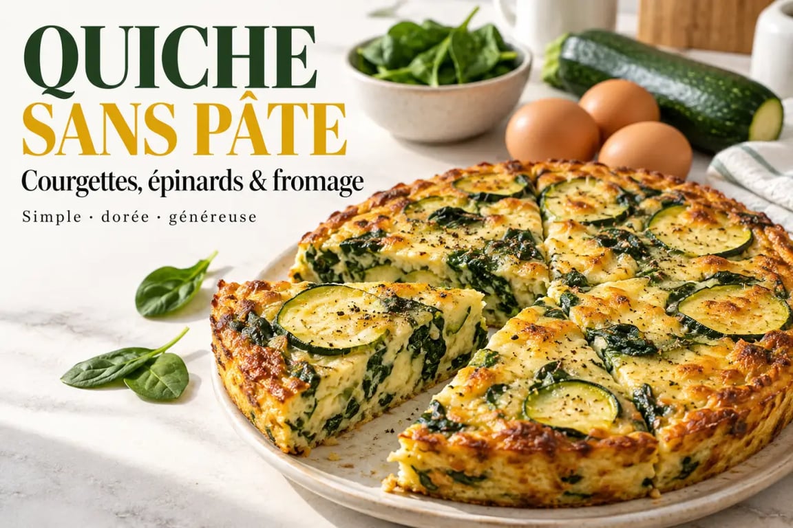 Quiche sans pâte dorée aux lardons et au fromage, préparée avec beaucoup d'oeufs, posée sur une table de cuisine